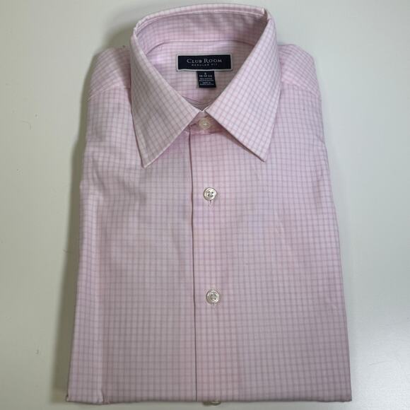 Club Room Men's Regular-Fit Dress Shirt, Pink small neck 14-14.5 $50 - Picture 1 of 5
